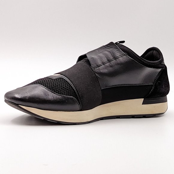 Balenciaga Men Racer Runner Black Mesh Leather Lace sneakers size 11US EUR44 - Picture 6 of 12
